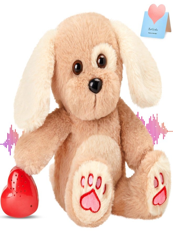 CozyWorld جرو كوزي وورلد المحشو، قابل لتسجيل نبضات القلب، 30 ثانية، مسجل صوت على شكل قلب، لعبة قطيفة ناعمة، هدية مثالية للأطفال في أعياد الميلاد ويوم الطفل. - Image 1